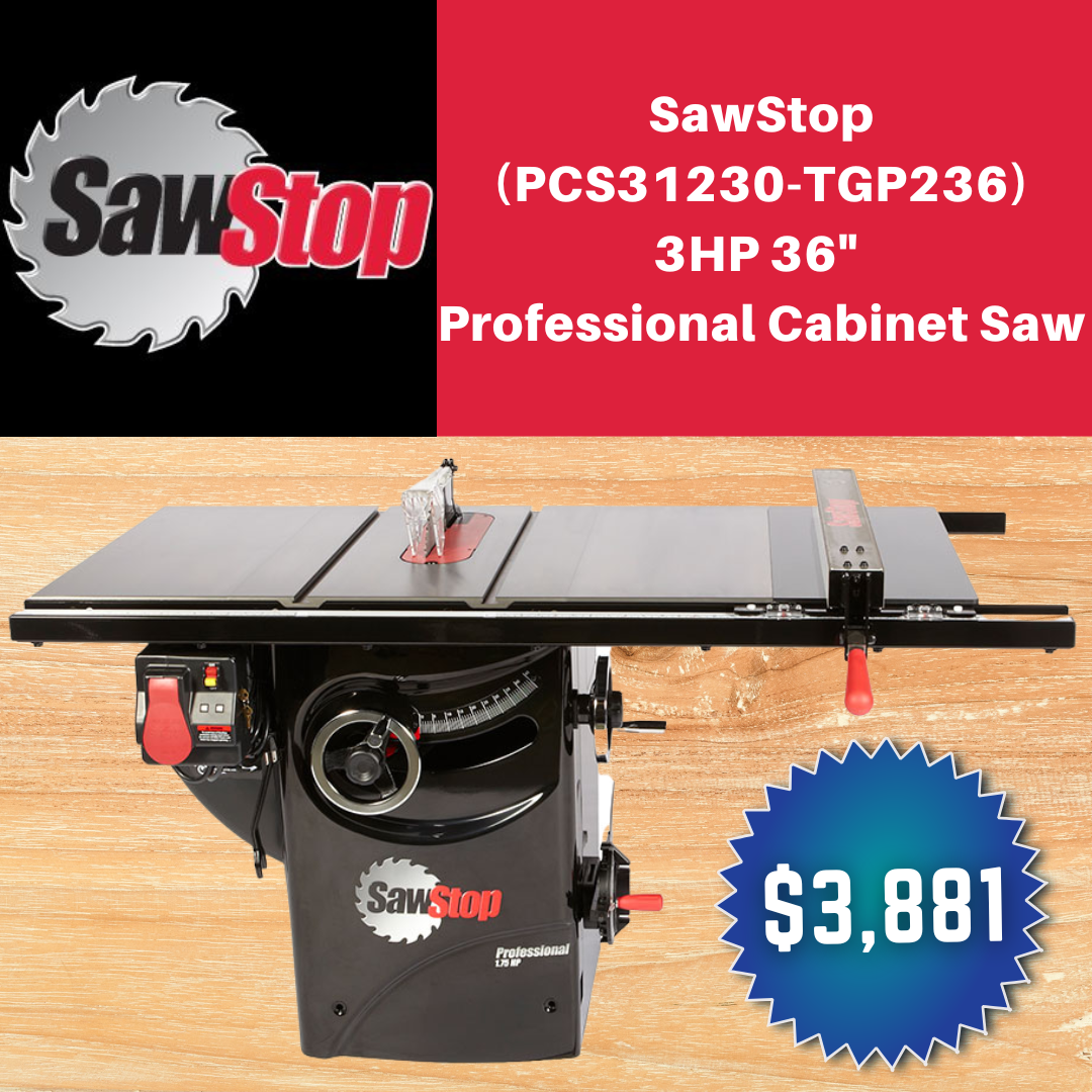 SawStop Professional Cabinet Saw 3hp 36 fence Lubbock Amarillo SawStop Deals