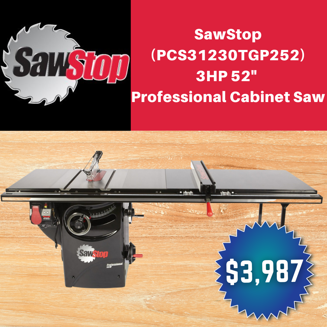 SawStop Professional Cabinet Saw 3hp 52 fence Lubbock Amarillo SawStop Deals